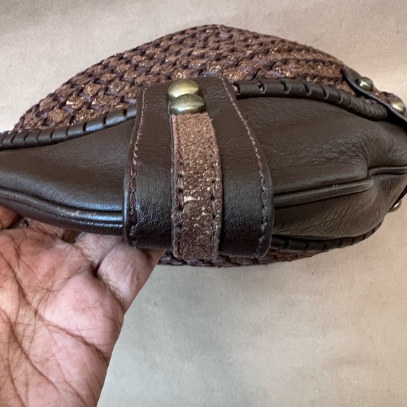 Isabella Fiore Braided Brown Leather Hobo Bag Studded Beautiful Very Good Cond - Picture 5 of 11